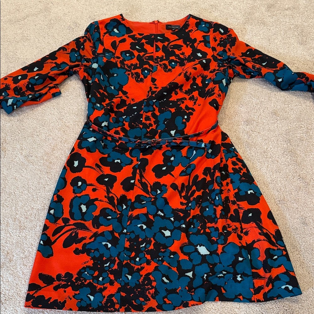 The Limited Orange and Blue Floral Dress